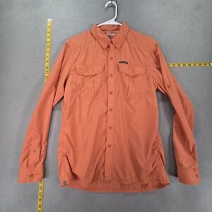 Simms Shirt Mens M Orange Guide Series Nylon Long Sleeve Fishing Vented